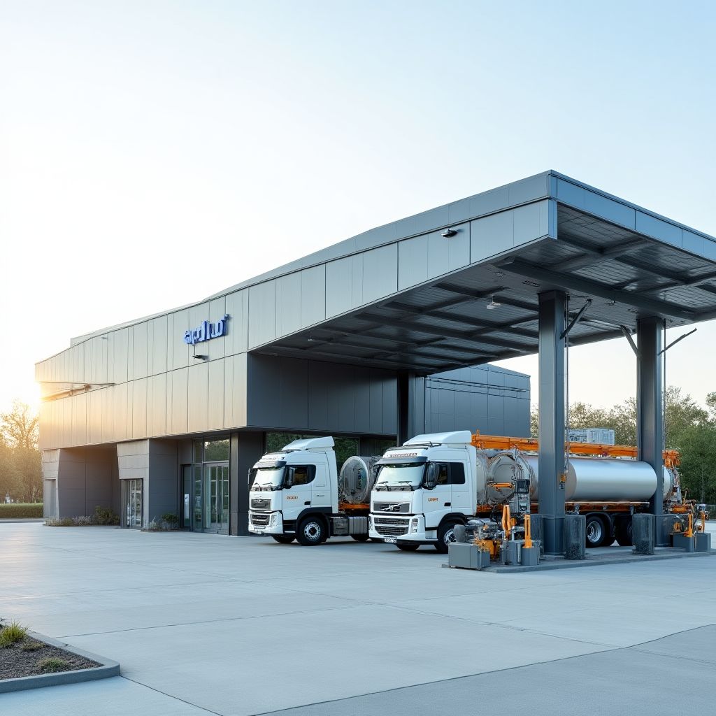 Moderna estación de servicio YPF con paneles solares